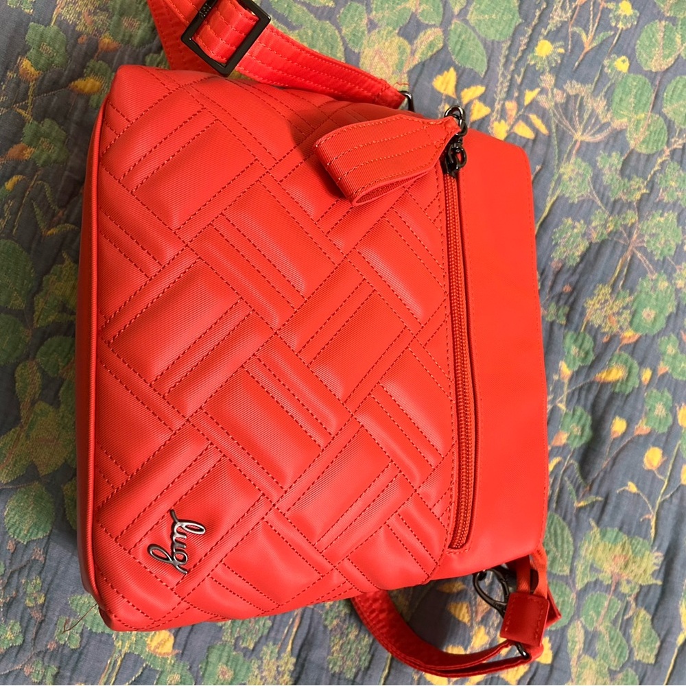 Lug Double Dip Bag in Orange and Cream